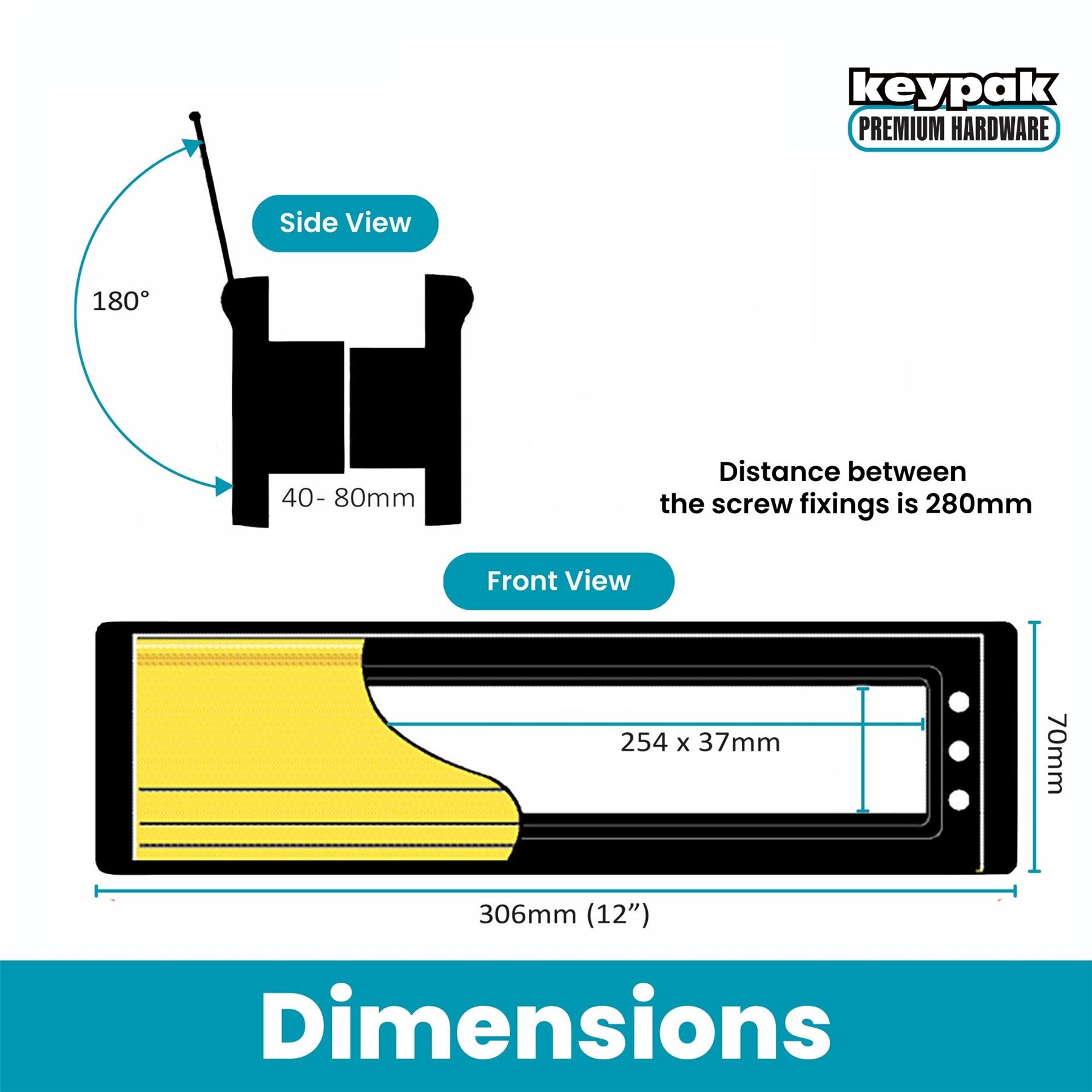 12" Door Letter Box, 30cm Letterbox, Draught Excluder, uPVC Wood