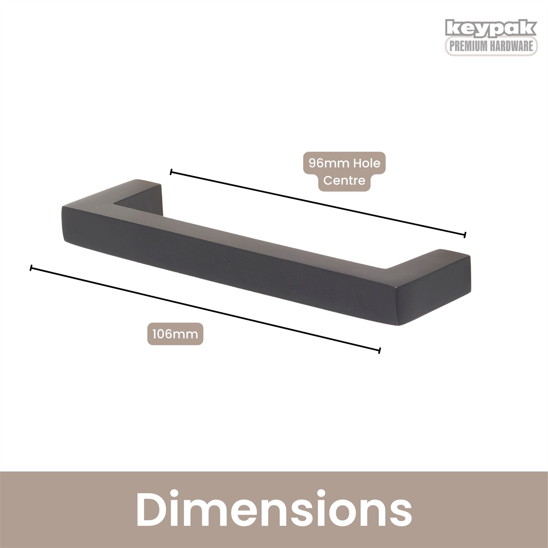 10 Stück Metall Vierkant T-Bar Griffe 96 mm - 200 mm - Aluminium Schubladengriffe - Bild 6 von 28