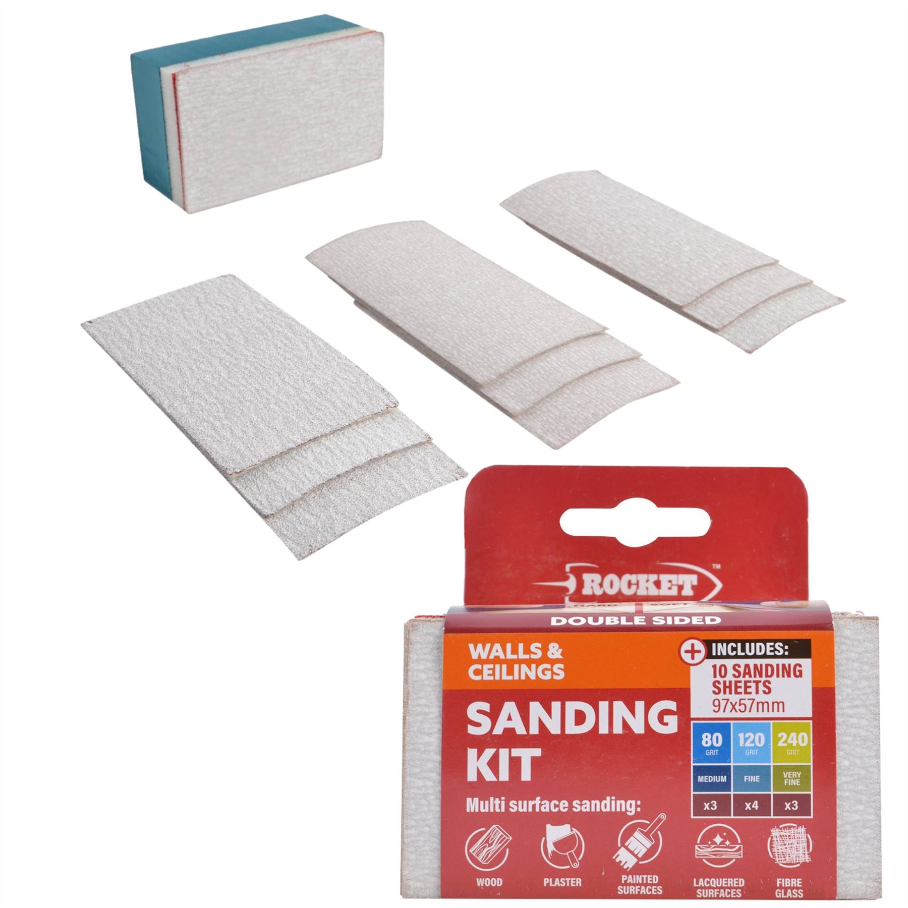 Schleifblätter & Schwamm Set - Körnung Schleifpapier 280x230mm Wände, Handhochschleifer - Bild 12 von 28