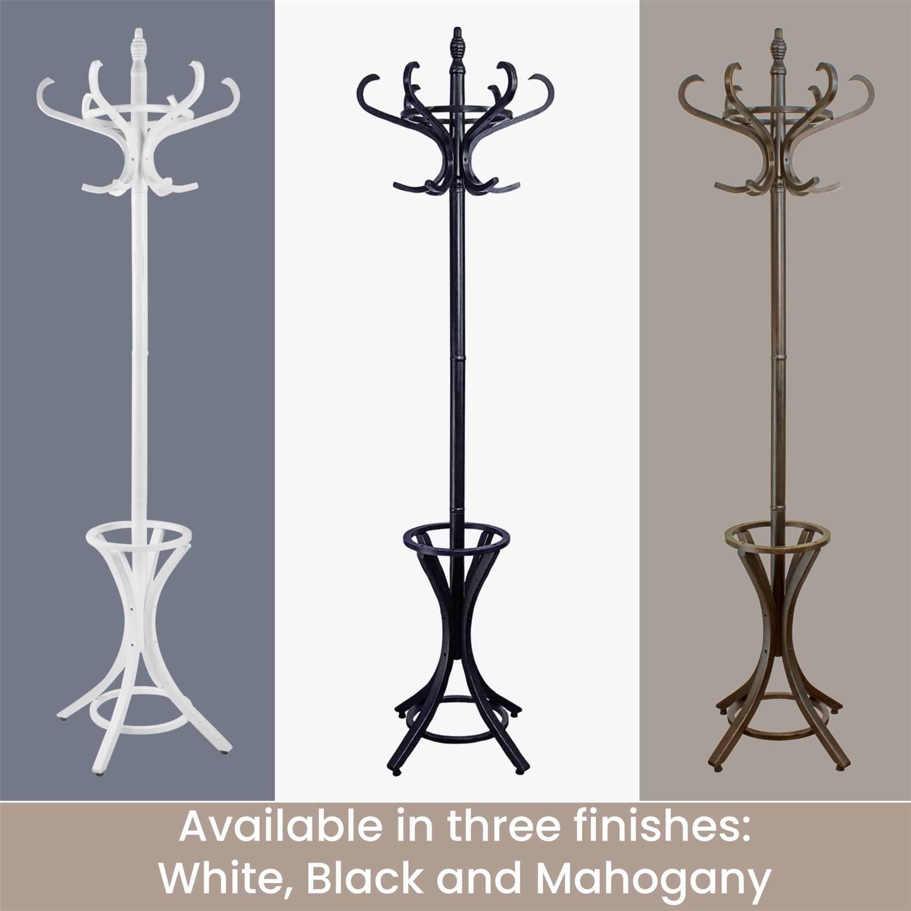 Wooden Hat Coat Stand Umbrella Holder Hallway 185cm Coat Rack Tree, 12 Hooks - Picture 18 of 18