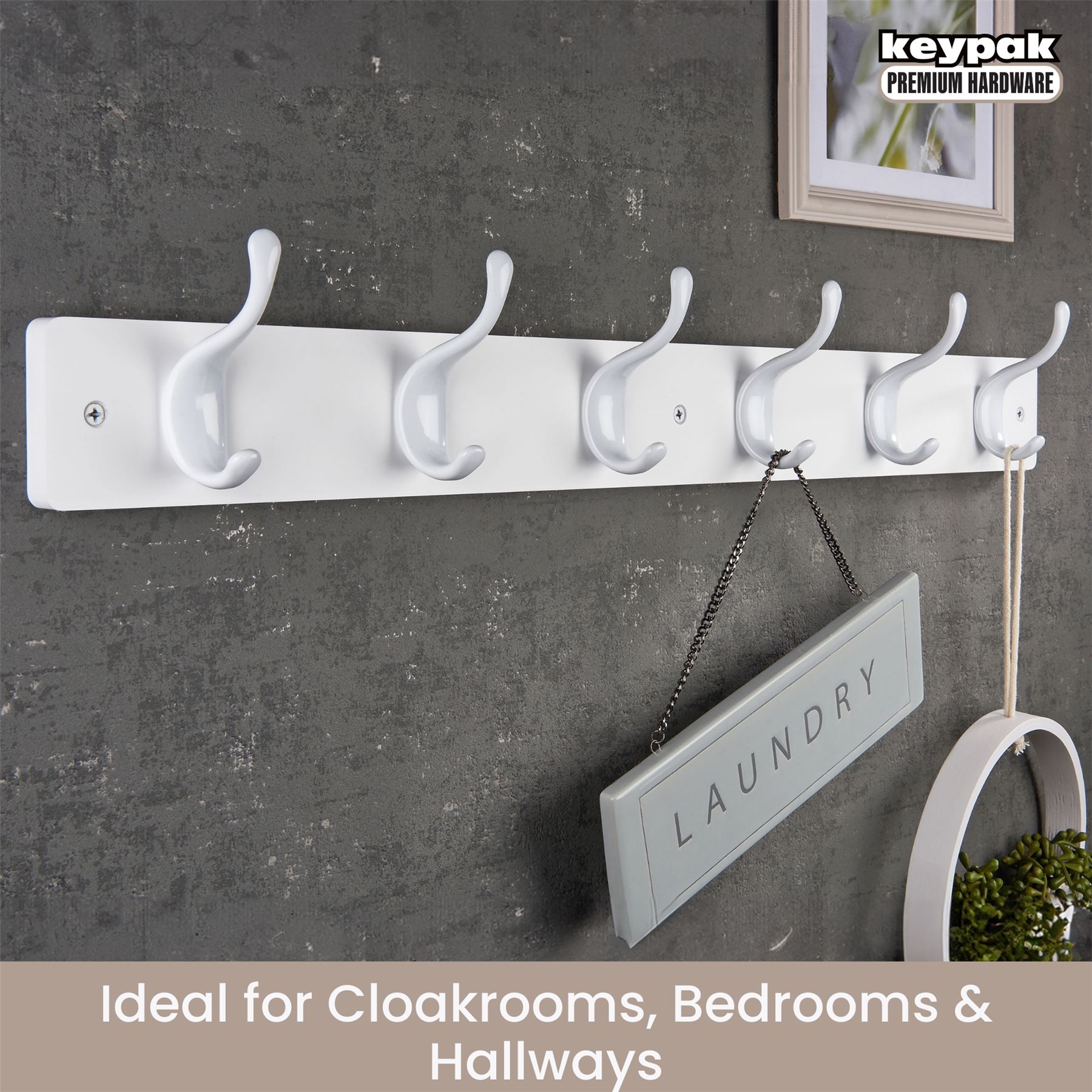 Coat Hooks Wall Mounted Modern Wooden Board with Smooth Metal Coat Hanger - Picture 40 of 40