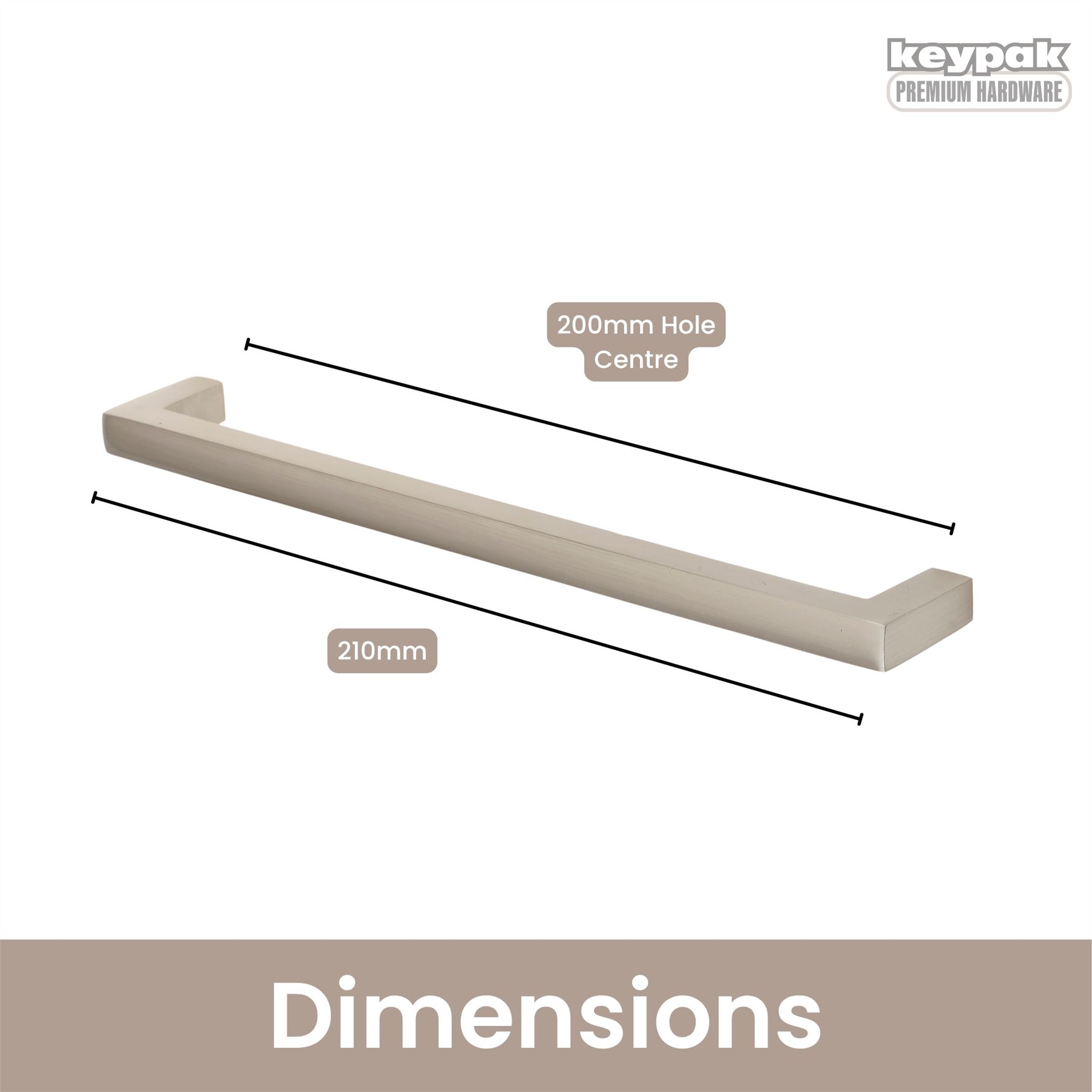 10 Stück Metall Vierkant T-Bar Griffe 96 mm - 200 mm - Aluminium Schubladengriffe - Bild 27 von 28
