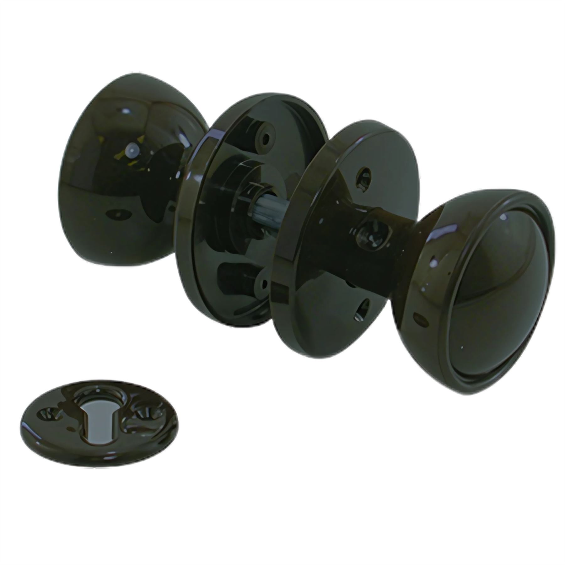 Universal Door Knob Set, White/Black/Brown Finish, Complete Installation Kit - Picture 2 of 4