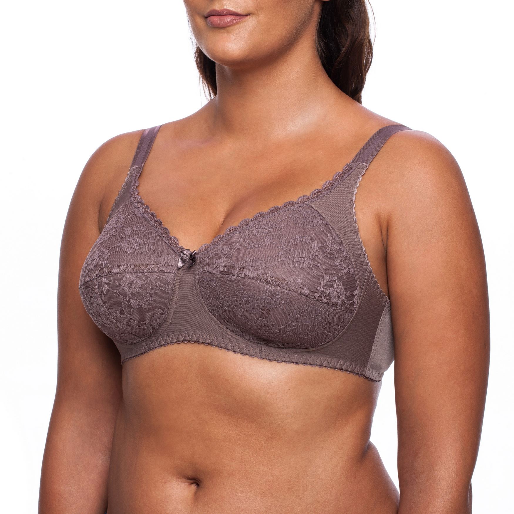 Padded Non Wired Bra Ladies Comfort Sleep Lace Wireless Plus Size Full