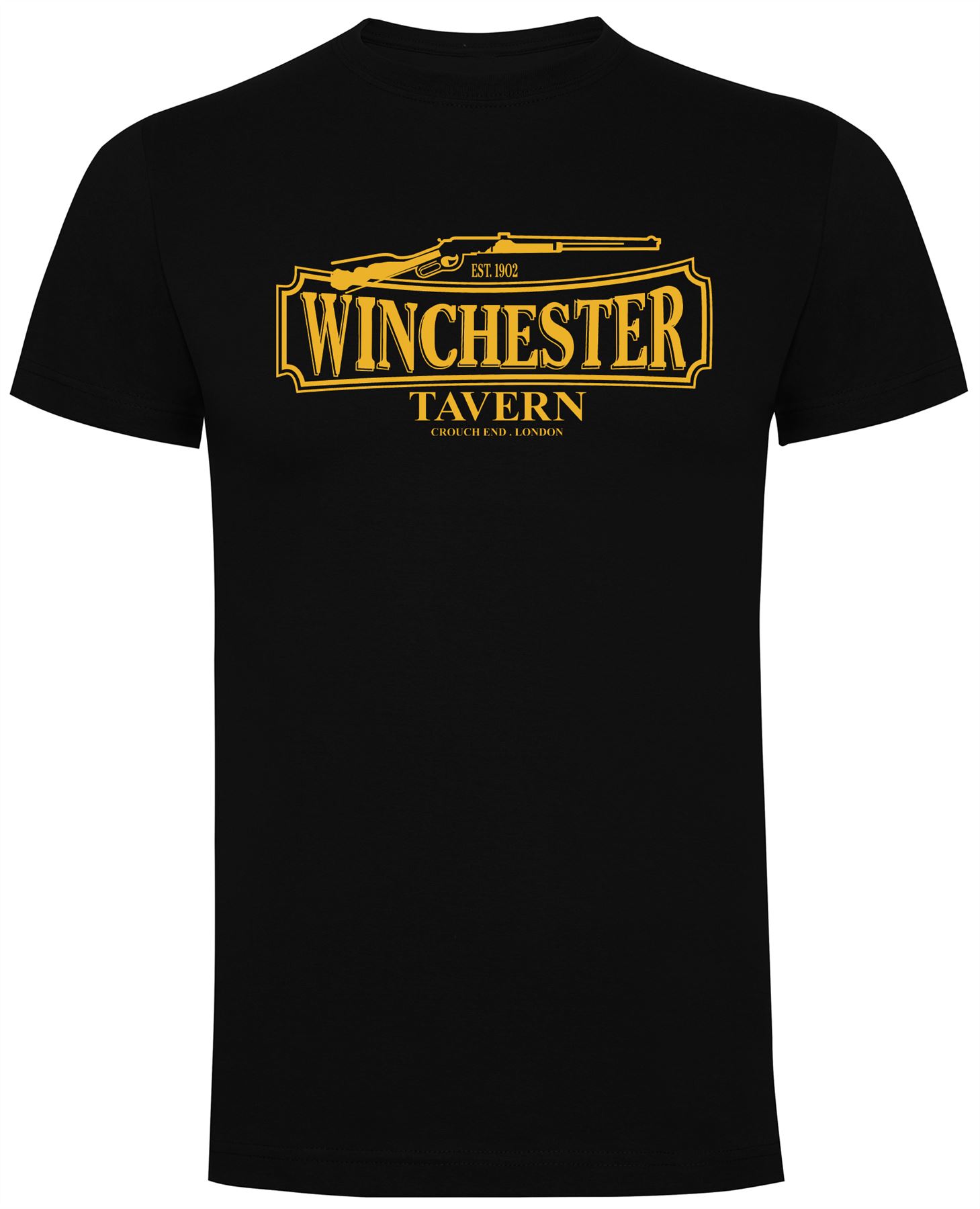 Black Officially Licensed Winchester Tavern Men/'s T-Shirt S-XXL Sizes