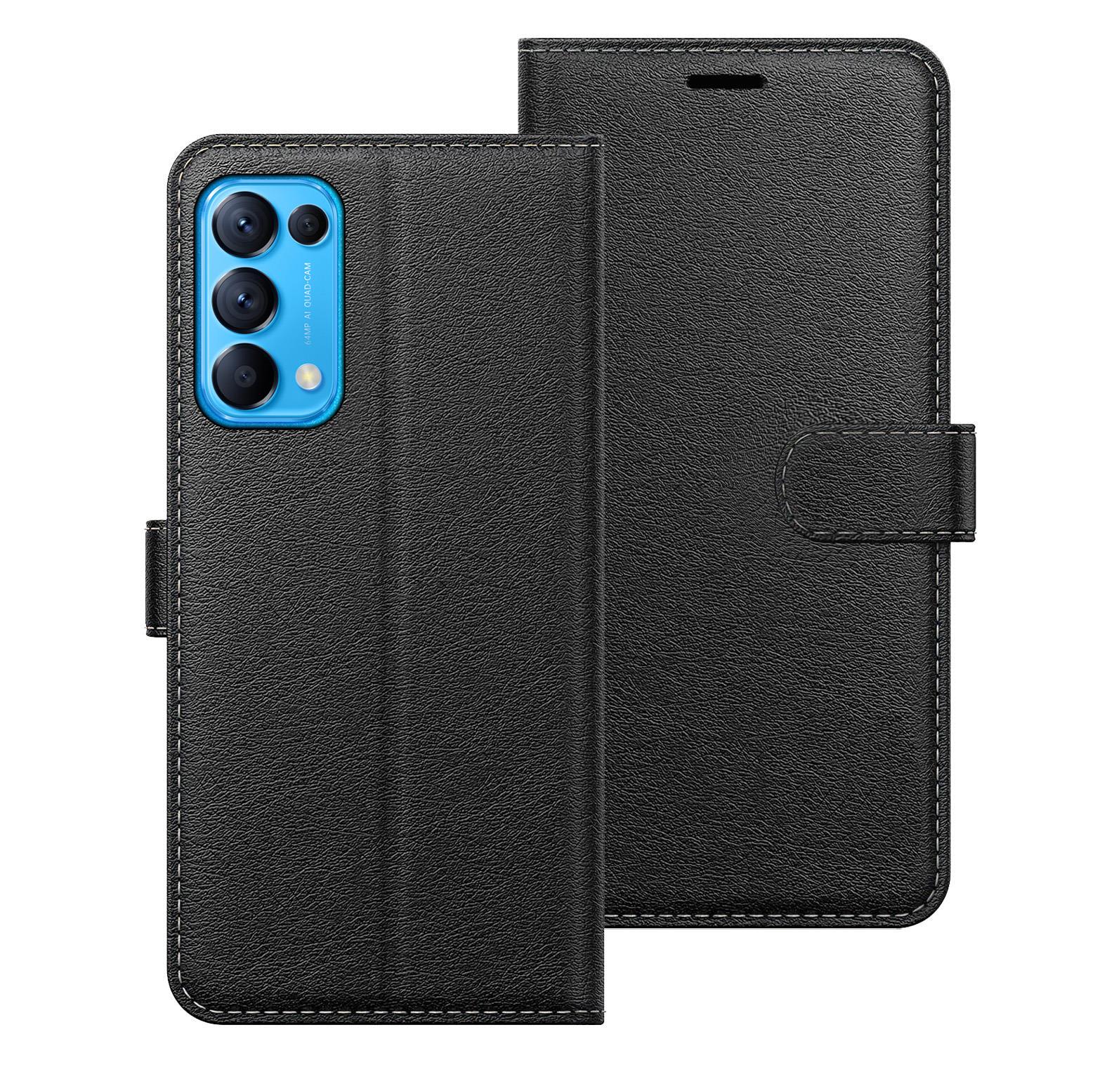 Funda protectora abatible tipo folio de cuero con ranura para tarjeta de crédito para Oppo Find X3 Lite - Imagen 5 de 16