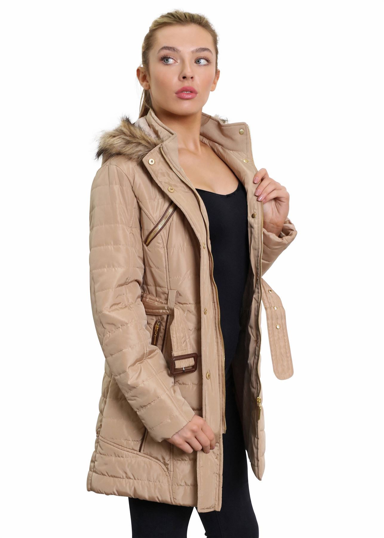 ladies grey padded winter coat