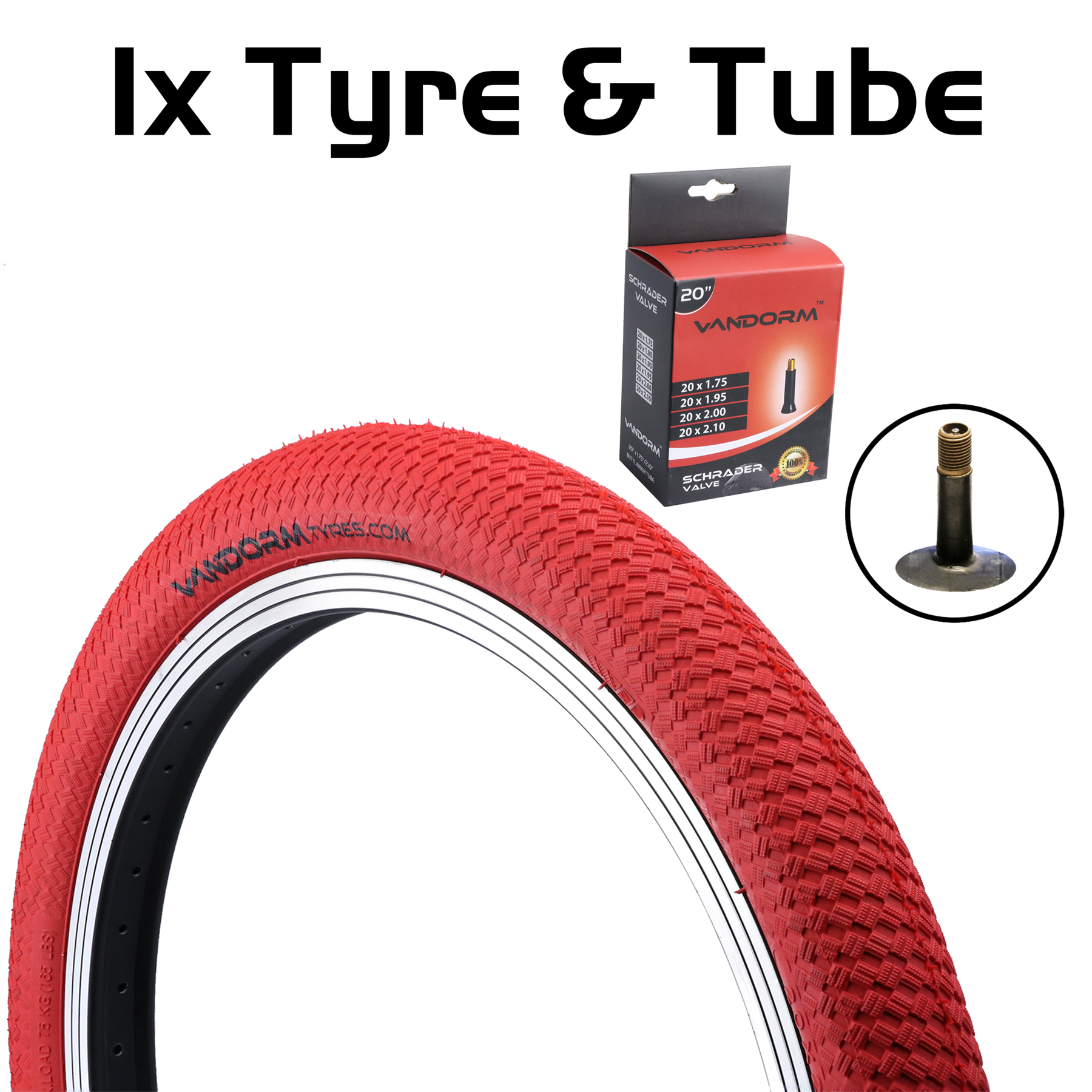 Vandorm DRIFTER R2R 20" x 2.00" BMX Colour Ramp Bike Tyres & Tubes - Picture 22 of 29