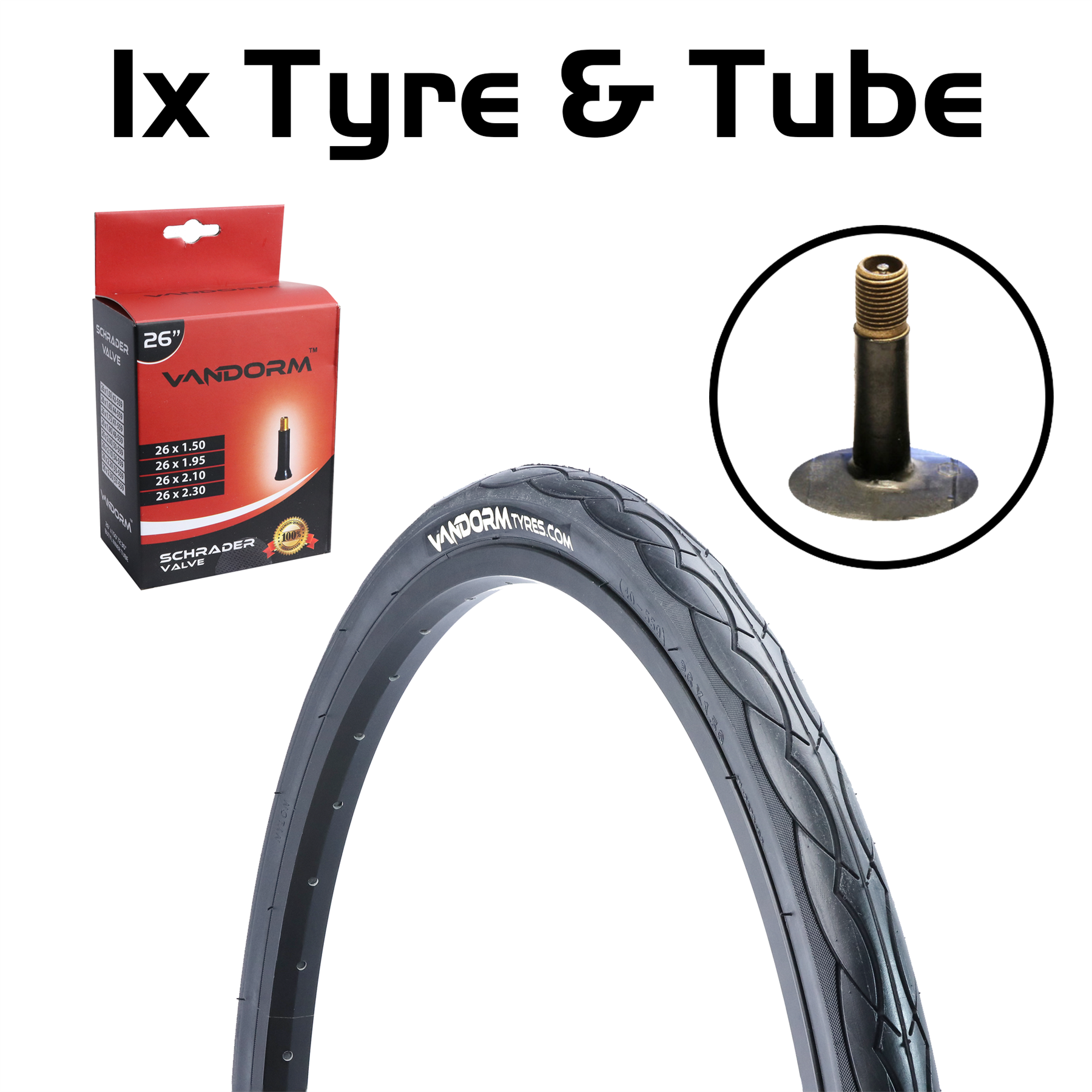 26" x 1.50" Slick Tyre Vandorm Cyclone Fast Mountain Bike Tyre Tube DEAL OPTIONS - Picture 4 of 7