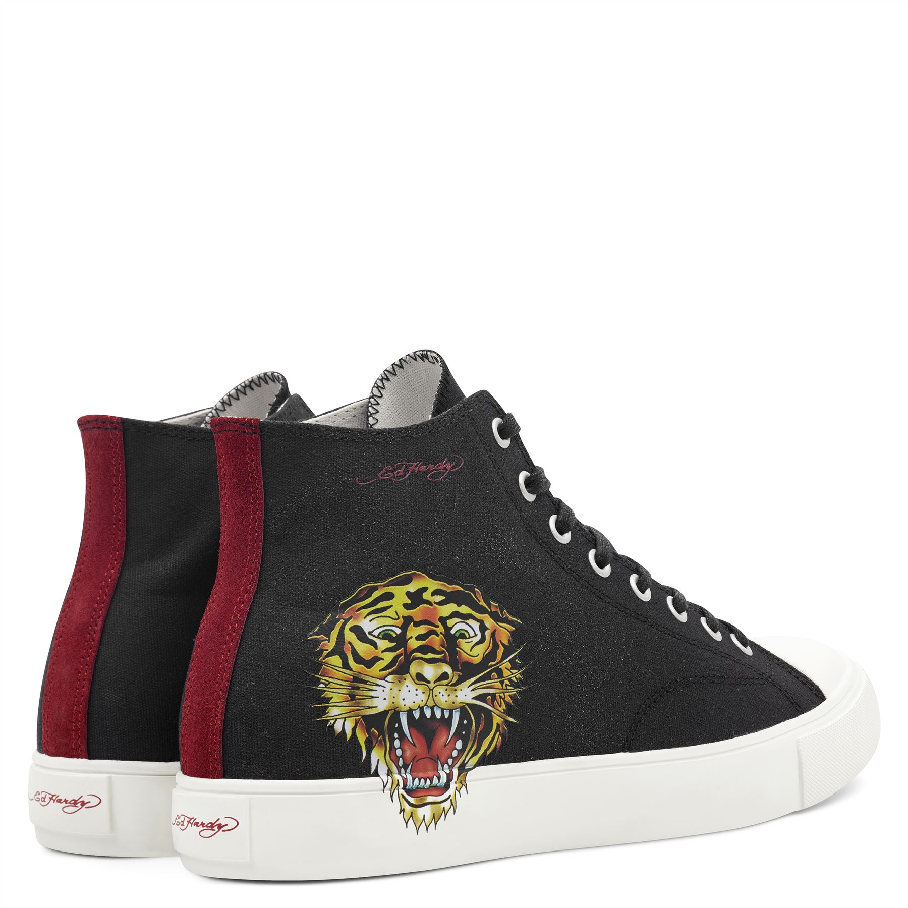 Ed Hardy Men�s Fierce Tiger Print Hi Top Trainers Damp