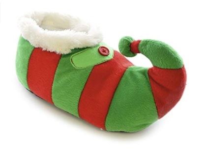 Kids Large 13//1 Plush Novelty Plush 3D Christmas Elf Slippers Green//Red