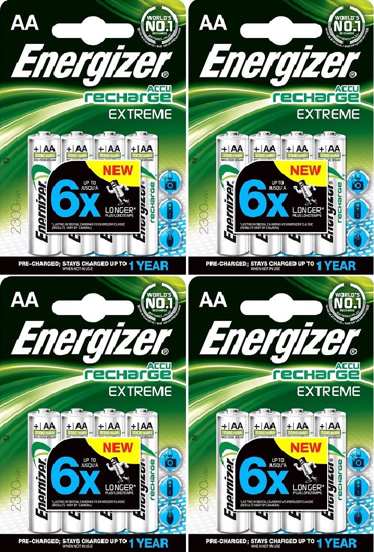 16 x Energizer AA EXTREME Rechargeable Batteries 2300 mAh Pre Charged
