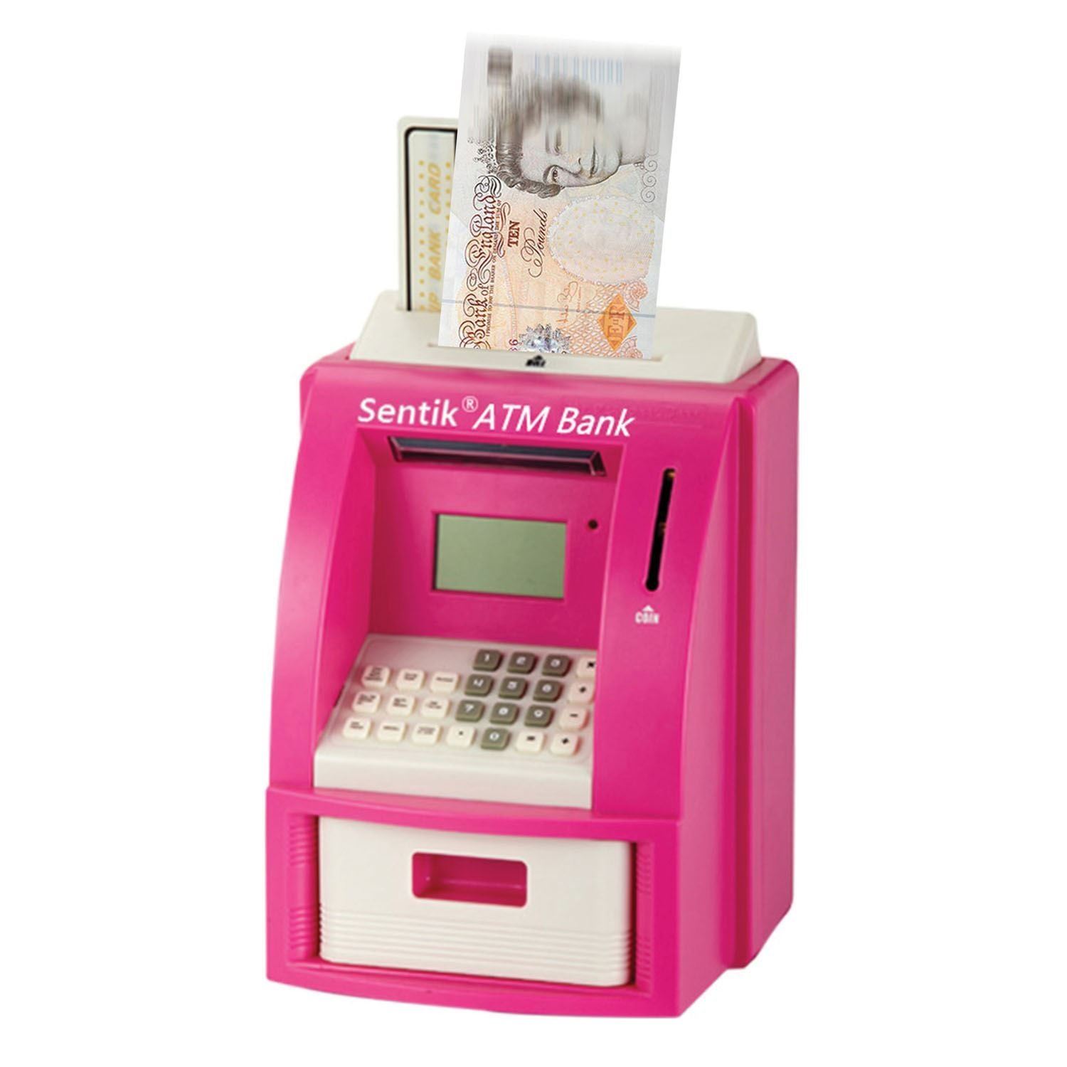 ATM Mini Money Saver Machine Piggy Bank Digital Counter Notes & Coins