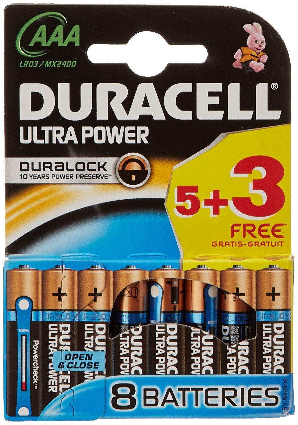 8 x Duracell Duralock MX2400, LR03 Ultra Power AAA Alkaline Batteries eBay