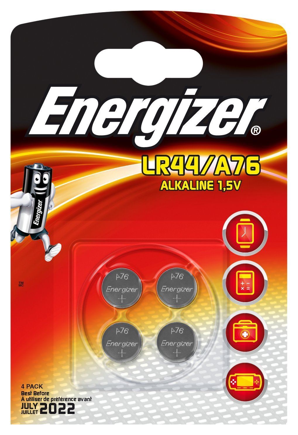 4 x Energizer LR44 1.5V Alkaline Battery A76 AG13 PX76A G13A Batteries