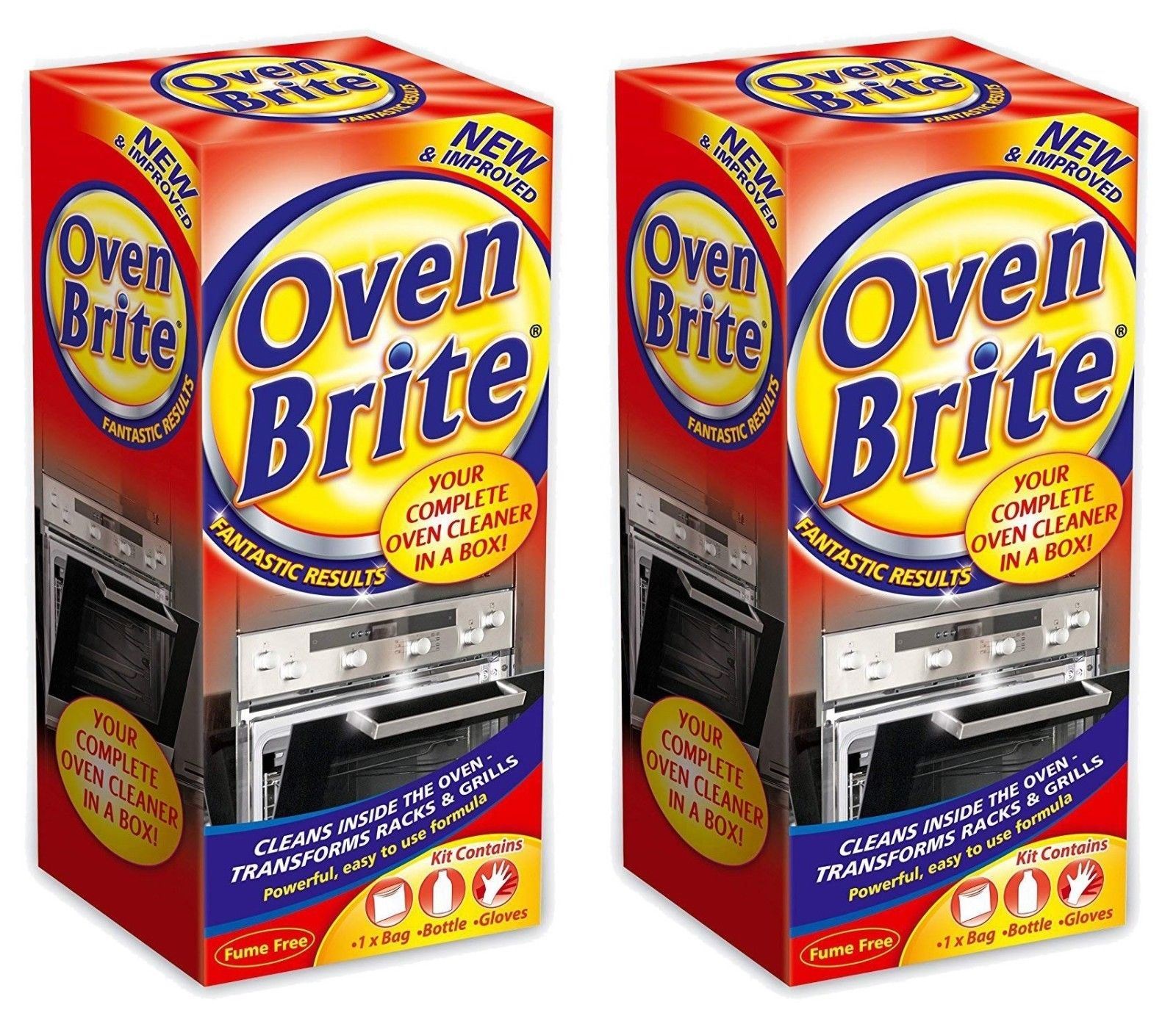 2 x Oven Brite Cleaner Kit Kitchen Cleaning Solution Liquid Gloves