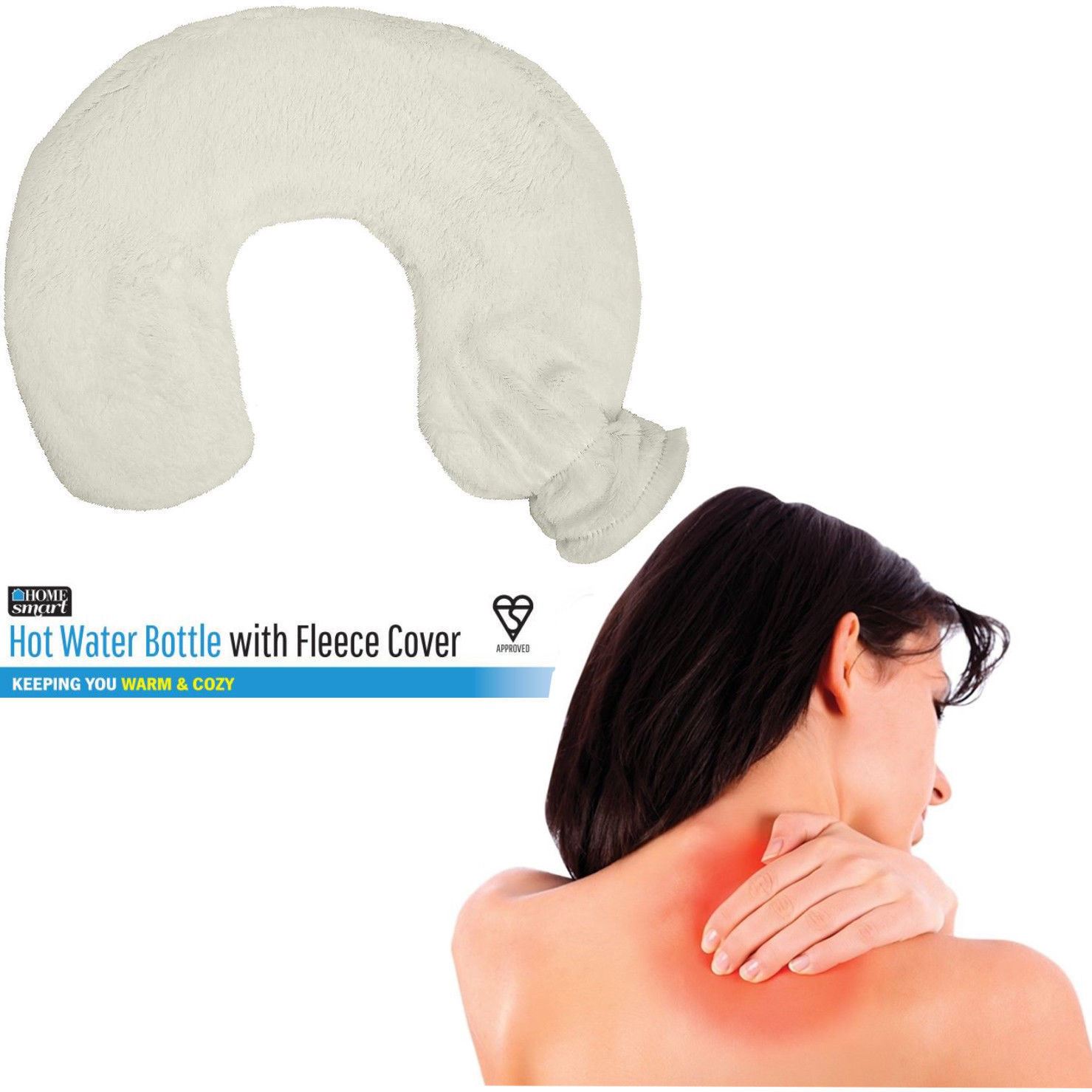 Neck Warmer Hot Water Bottle Bag with Removable Fleece Cover for