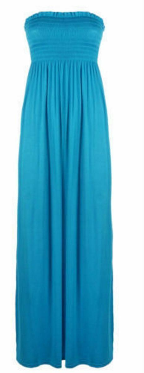 Maxi Vestido Mujer Sin tirantes Damas Transparente Boob Tubo Bandeau Largo Talla 8-22 - Imagen 14 de 17