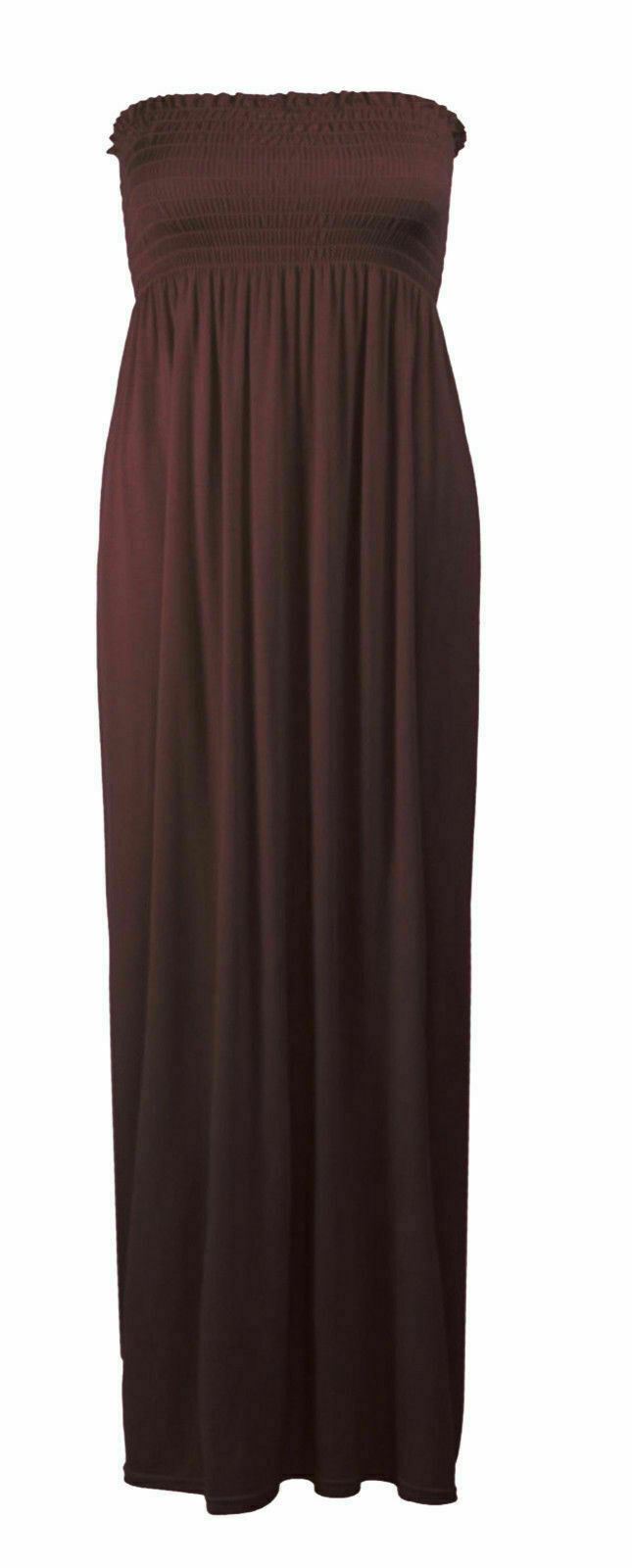 Maxi Vestido Mujer Sin tirantes Damas Transparente Boob Tubo Bandeau Largo Talla 8-22 - Imagen 3 de 17