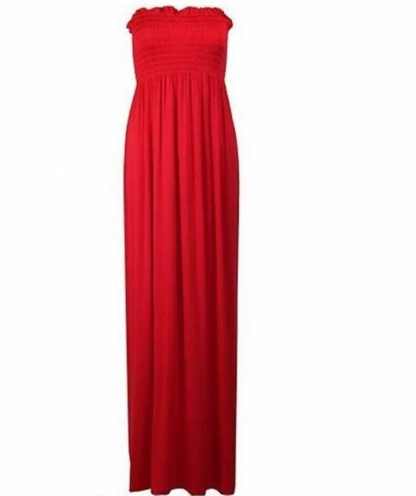Maxi Vestido Mujer Sin tirantes Damas Transparente Boob Tubo Bandeau Largo Talla 8-22 - Imagen 11 de 17