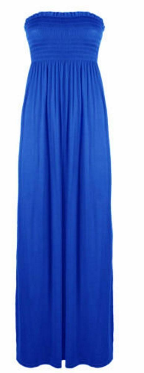 Maxi Vestido Mujer Sin tirantes Damas Transparente Boob Tubo Bandeau Largo Talla 8-22 - Imagen 12 de 17