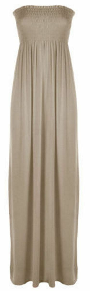 Maxi Vestido Mujer Sin tirantes Damas Transparente Boob Tubo Bandeau Largo Talla 8-22 - Imagen 8 de 17