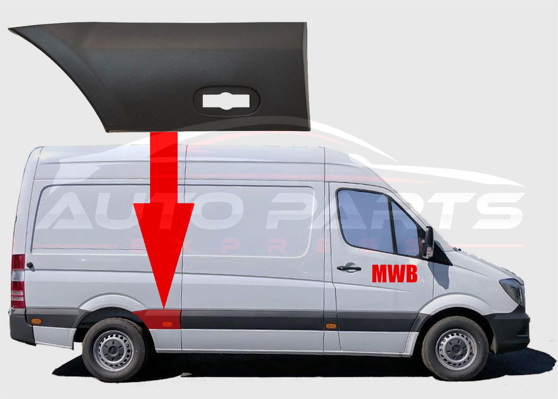 Mercedes Sprinter LWB Plastic Protective Side Moulding Trim Right Offside 06 On