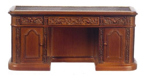 Dolls House Resolute Desk Victorian Walnut Platinum Miniature Study Furniture