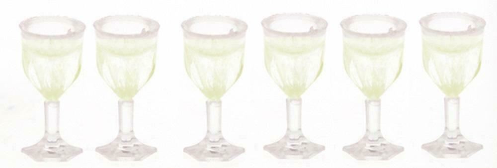 Dolls House Set of 6 Filled Stem Wine Glasses Miniature Dining Room Accessory