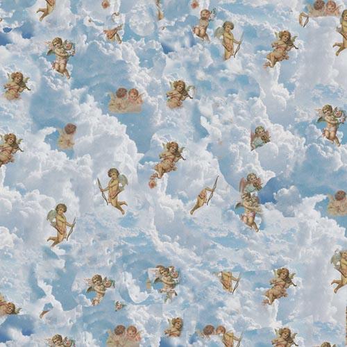 Dolls House Wallpaper Cherubs in the Clouds Miniature Print 1:12 Scale
