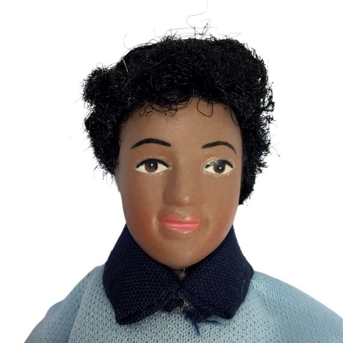 1:12 Scale Porcelain Dollhouse Figure - Modern Man In Blue Dressing Gown - View #8