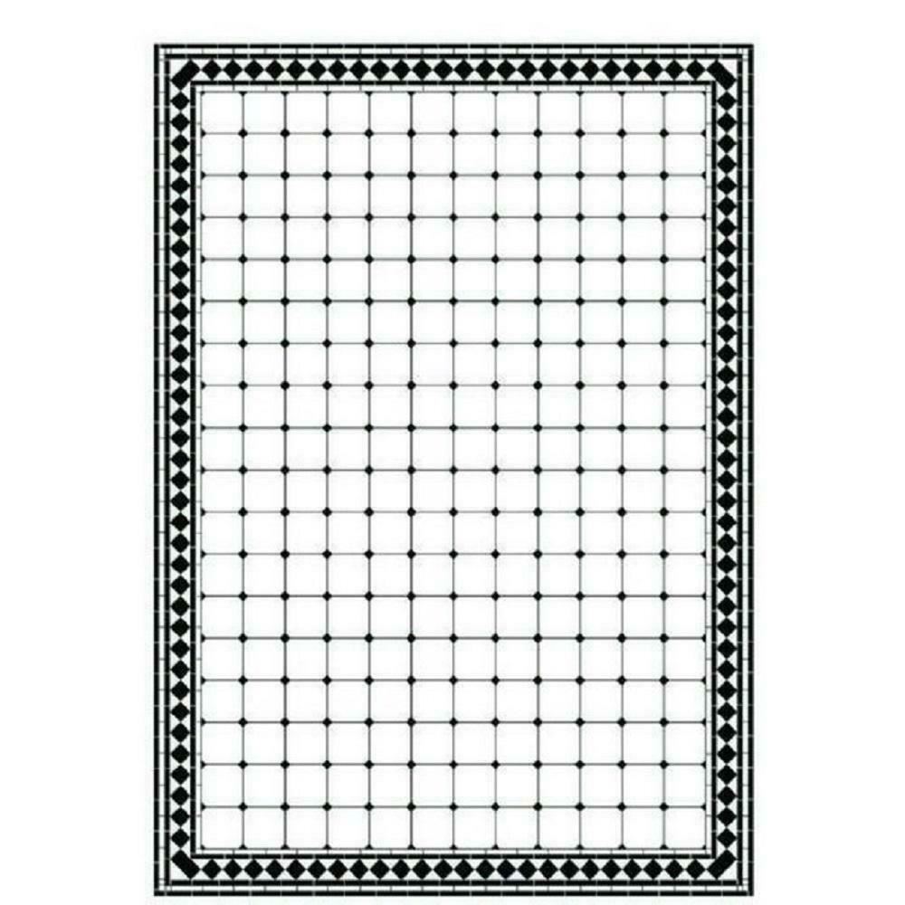 Dolls House Fenice Victorian Mosaic Tile Floor Black & White Gloss Card Sheet