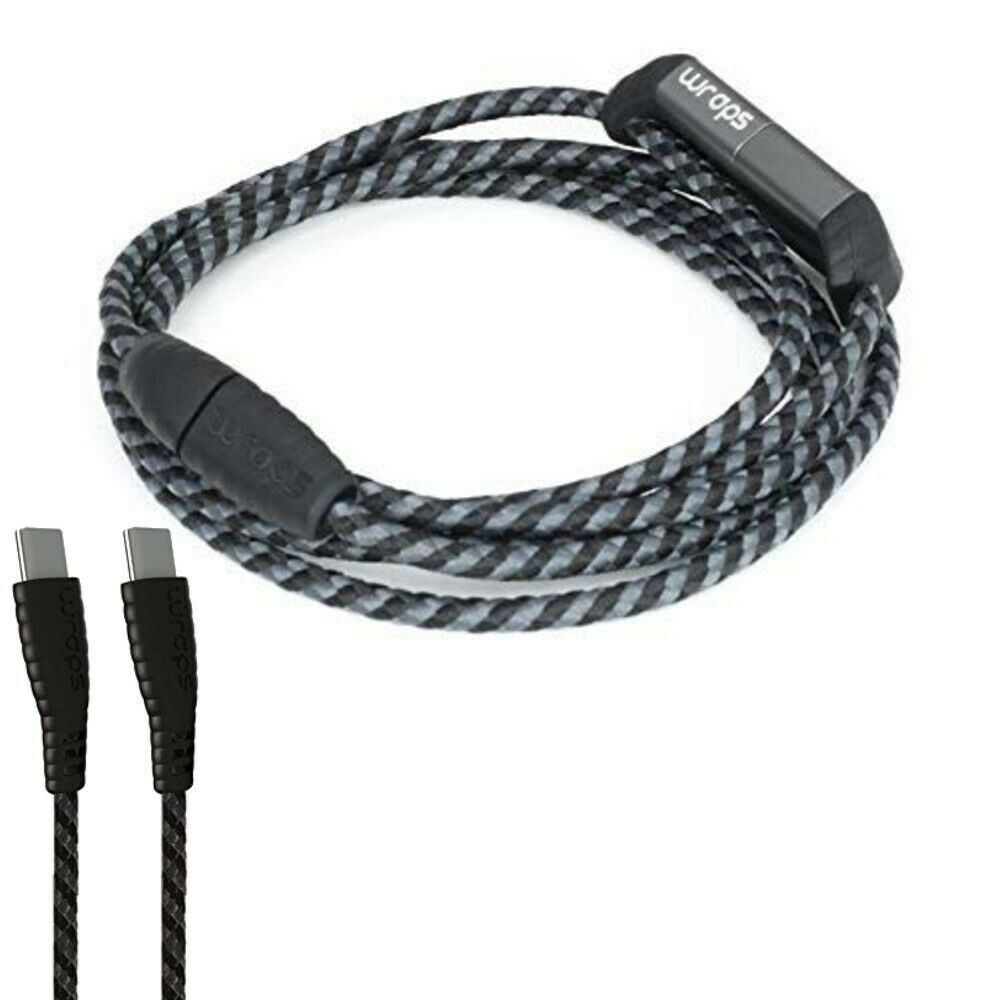 Se envuelve Usb Tipo C 1m de carga rápida /& Cable de sincronización de datos anti enredo portátil-Negro