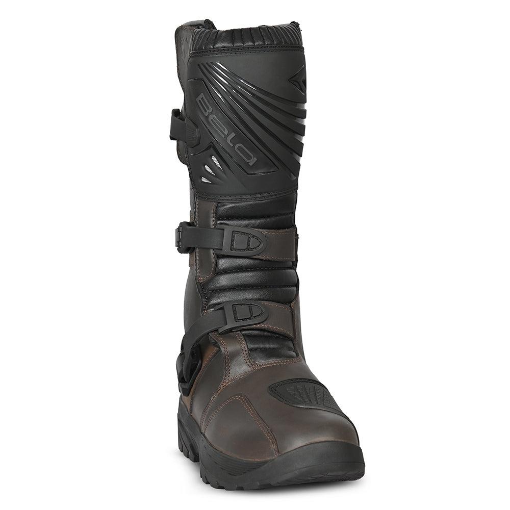 Bela Senior Men's Adventure Motorcycle Boots – Motocross Enduro MX Off Road – CE Certified Level 1 – Brown/Black