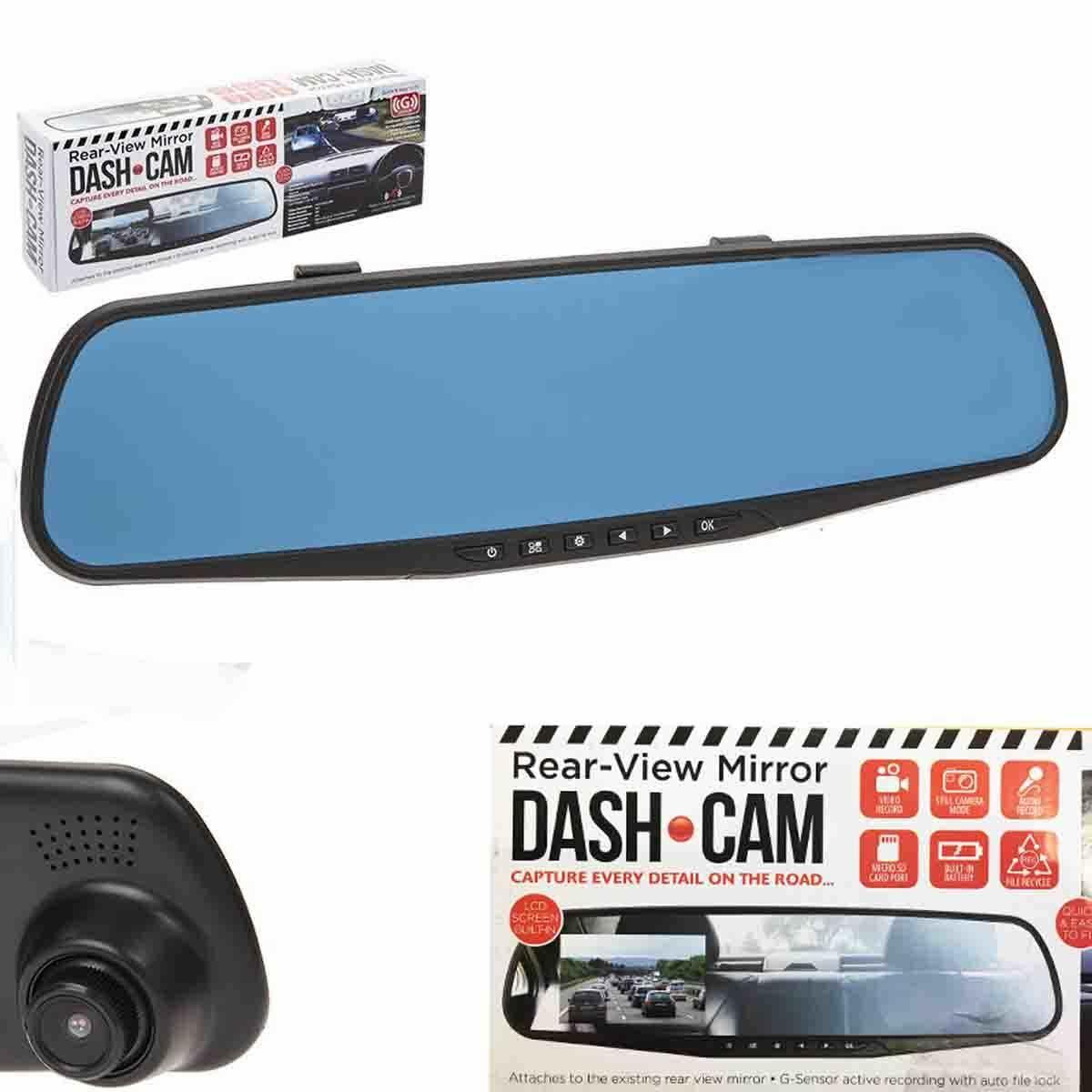 DASH CAM Clip On Rear View Mirror 2.8Inc HD Car DVR Camera Video Record
