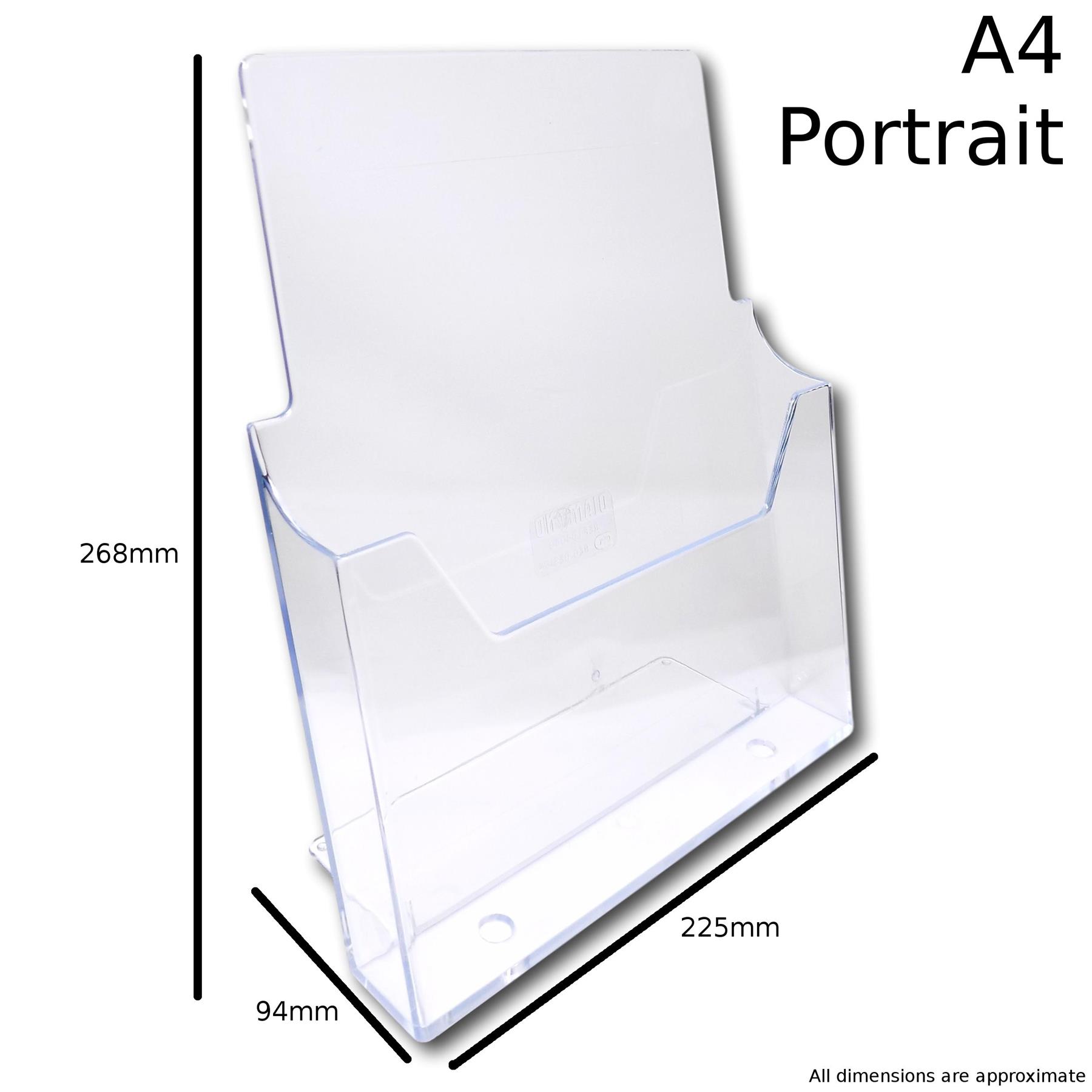 A4 A5 DL Trifold A6 Leaflet Menu Brochure Holder Dispenser Retail