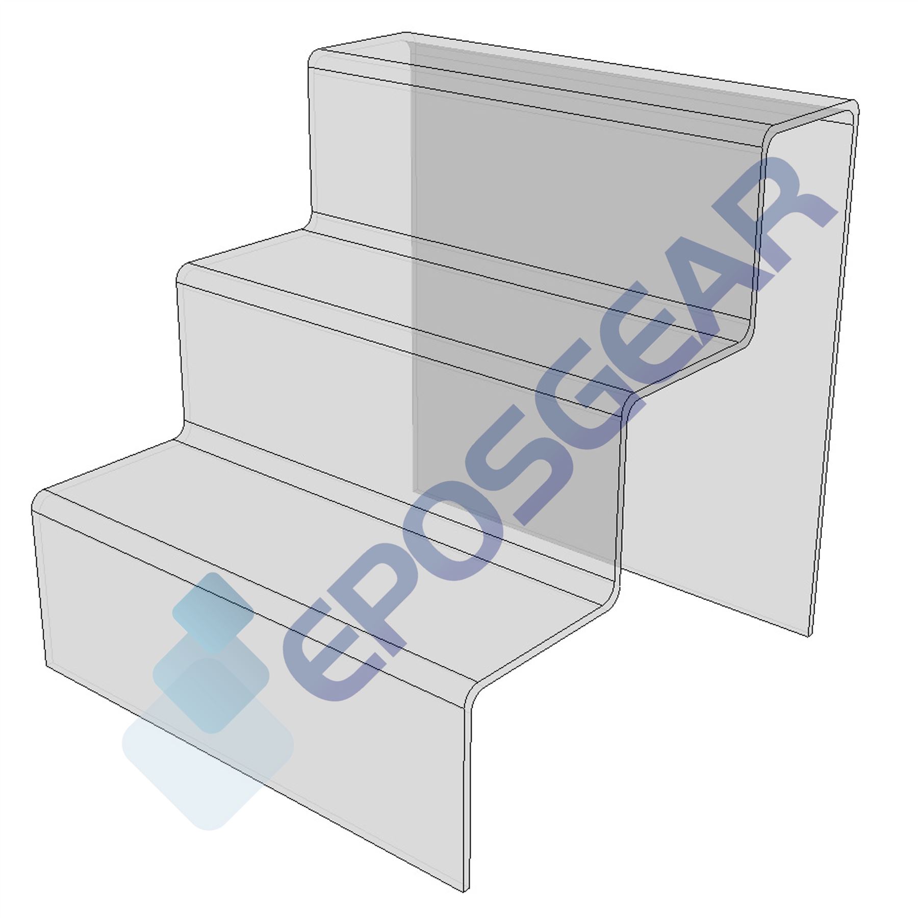 3 Step Tier Clear Black White Acrylic Perspex Retail Counter Display Riser Stand - Picture 7 of 18