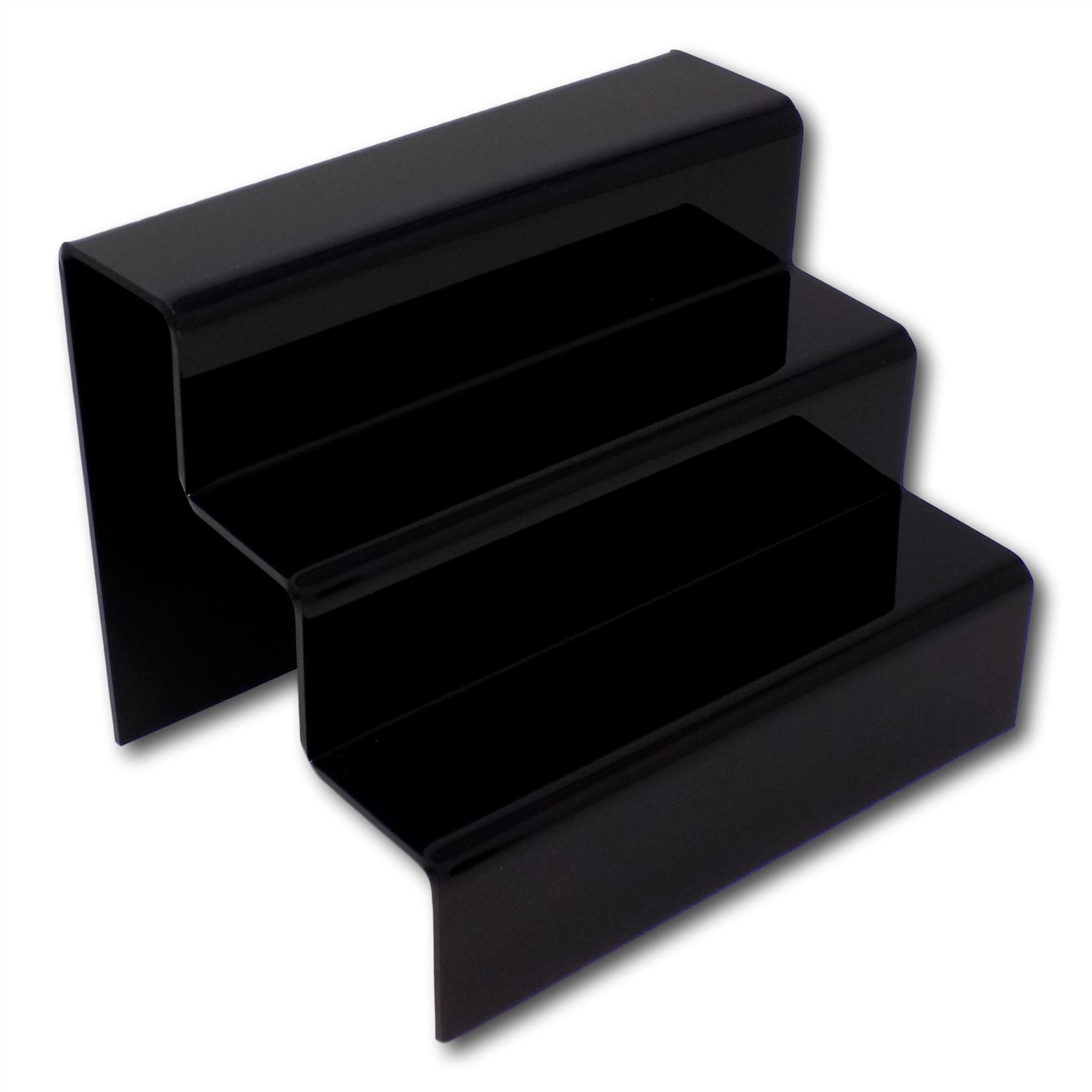3 Step Tier Clear Black White Acrylic Perspex Retail Counter Display Riser Stand - Picture 4 of 18