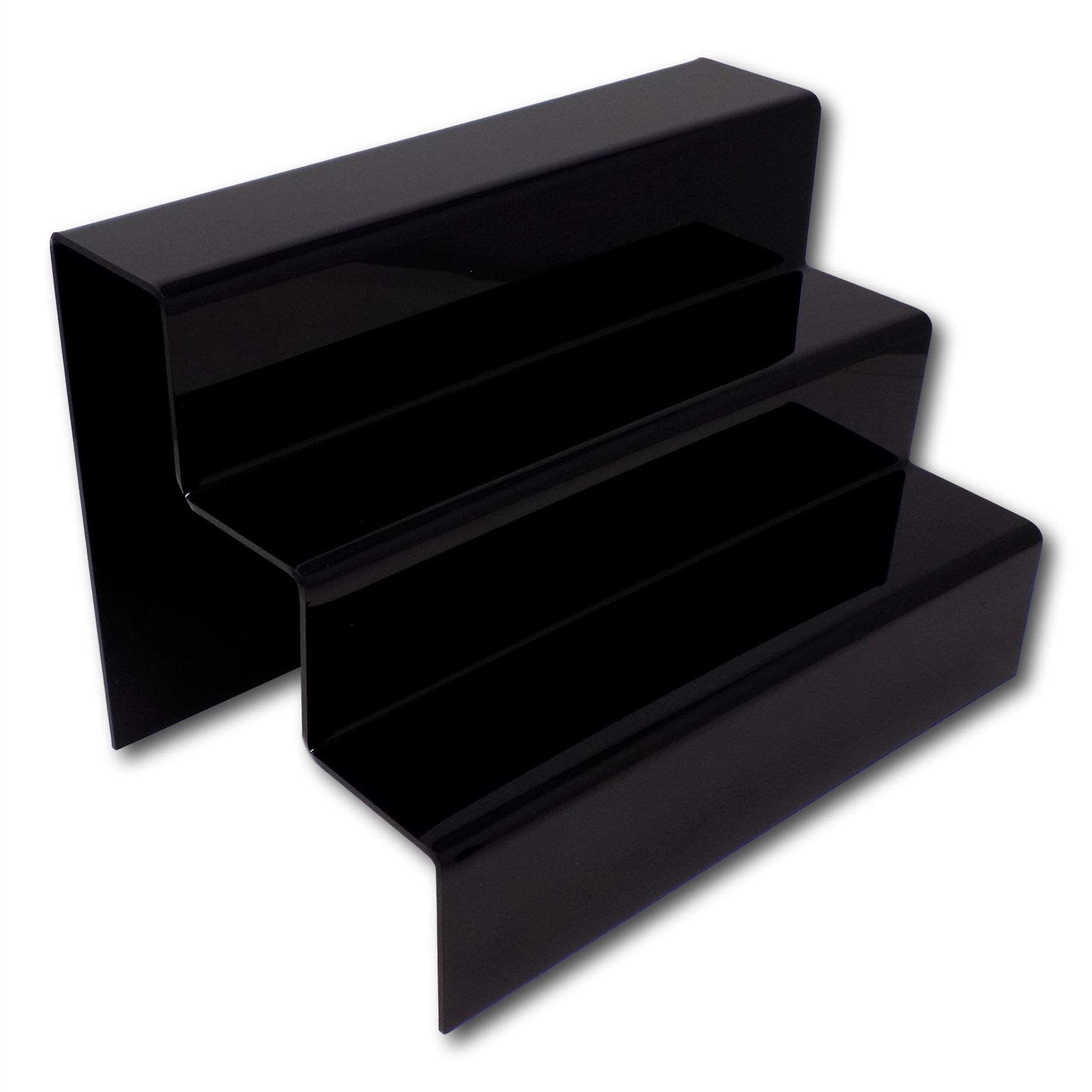 3 Step Tier Clear Black White Acrylic Perspex Retail Counter Display Riser Stand - Picture 11 of 18