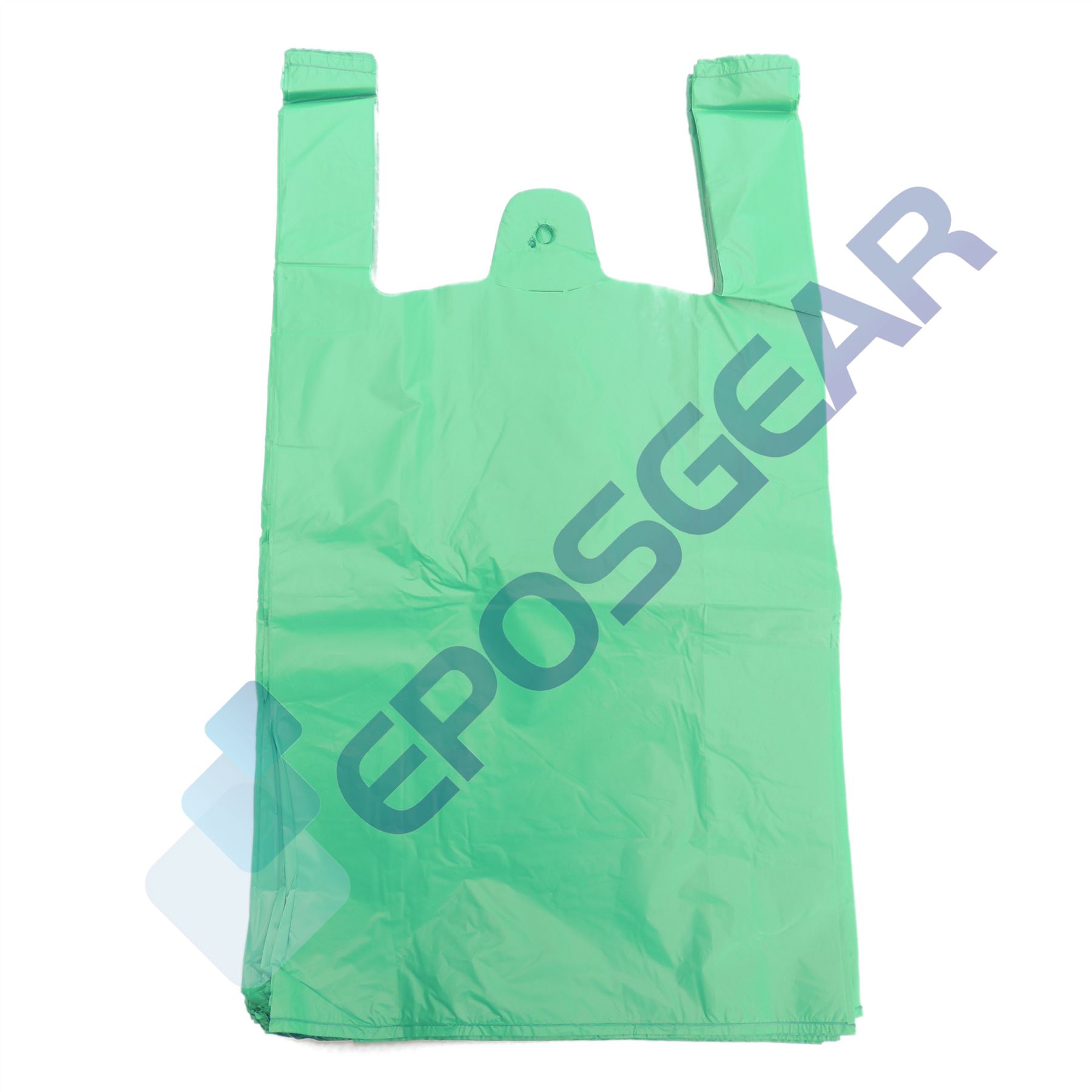 100 x Plastic Green Vest Carrier Bags Shopping 11 x 17 x 21