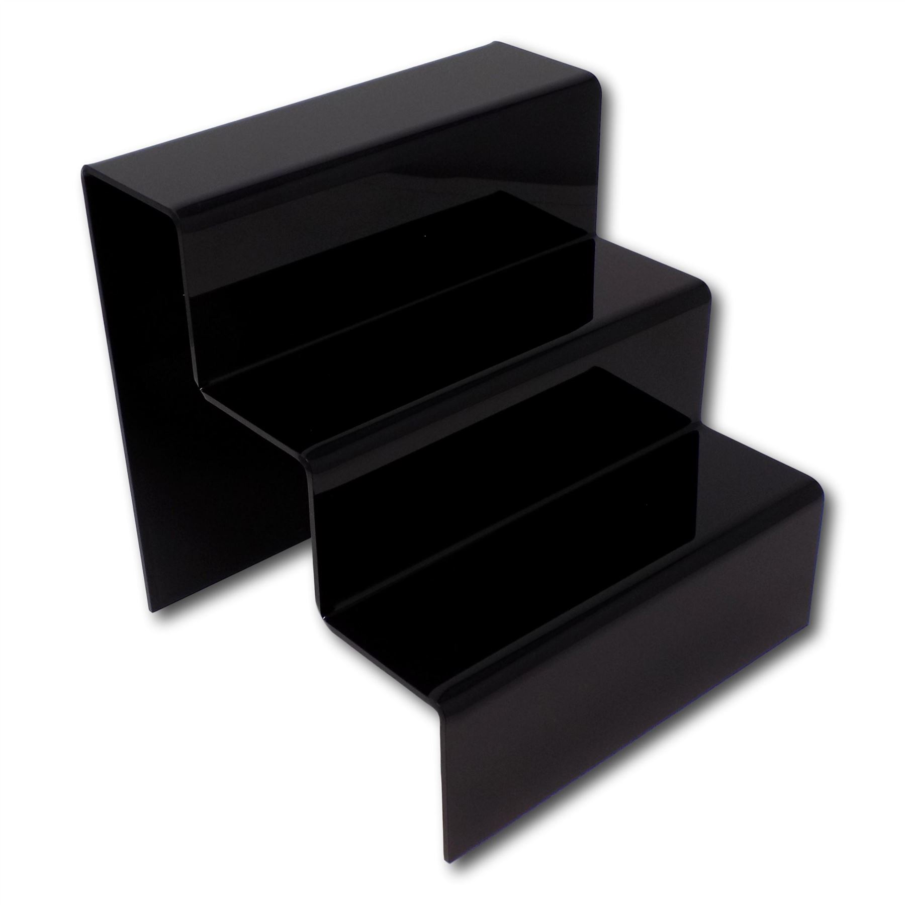 1 x 3 Step Tier Large Black Acrylic Perspex Retail Counter Display Riser Stand eBay