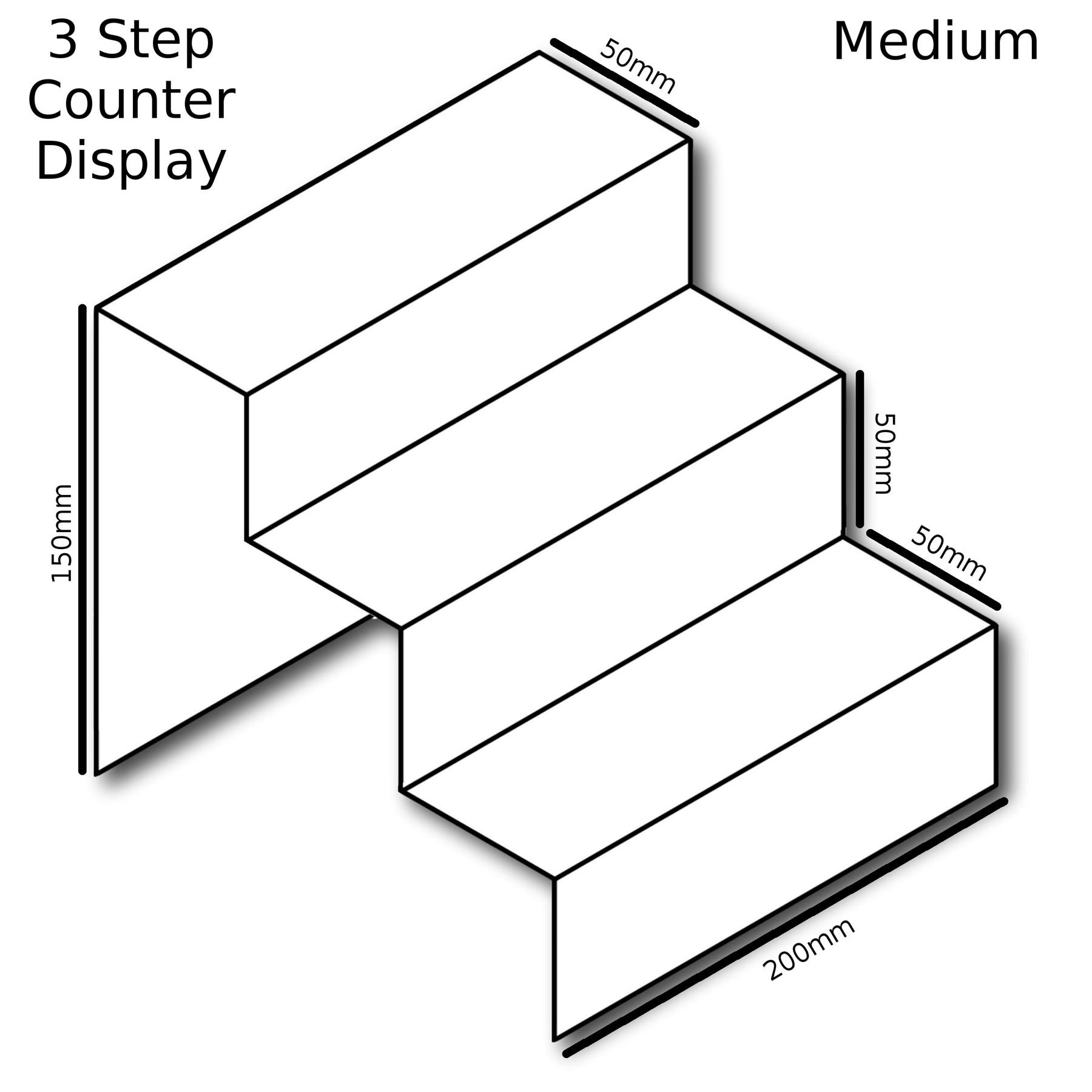 3 step tier clear black white acrylic perspex retail counter display riser stand image 2