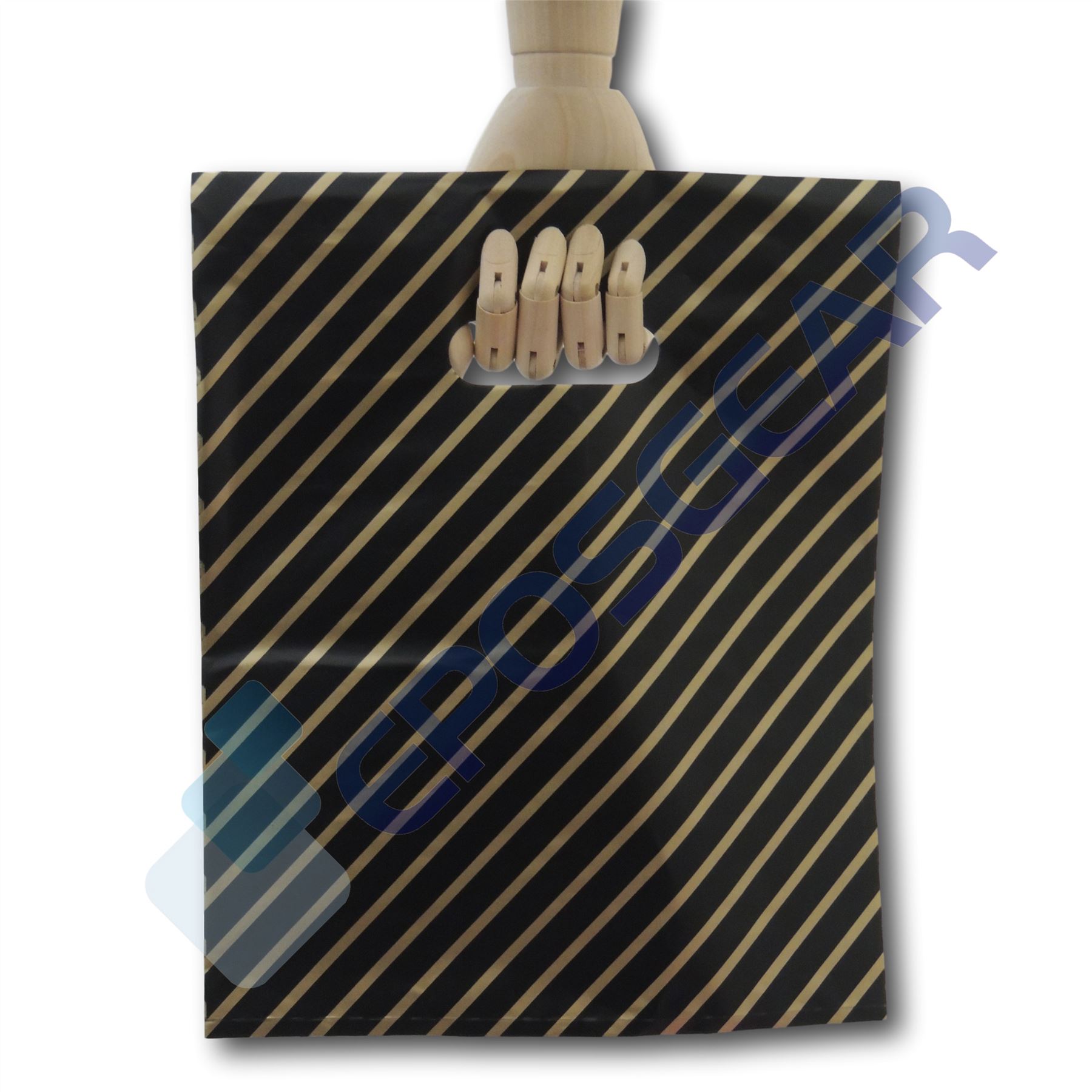 Black and Gold Striped Jewellery Fashion Gift Shop Boutique Plastic