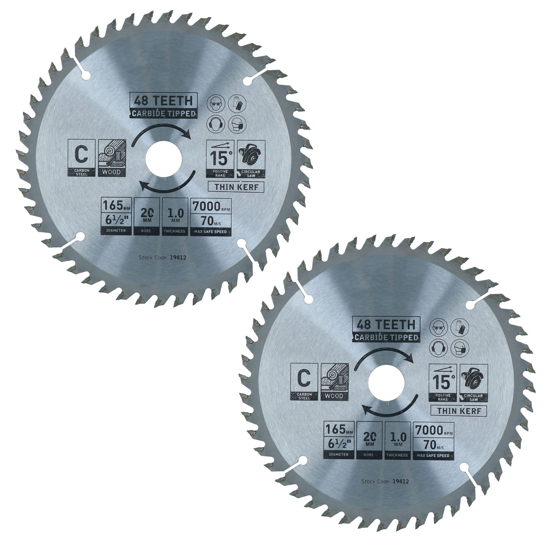 Hoja de sierra circular 165 mm x 16 / 20 mm 48 dientes TCT disco de corte madera - Imagen 11 de 25