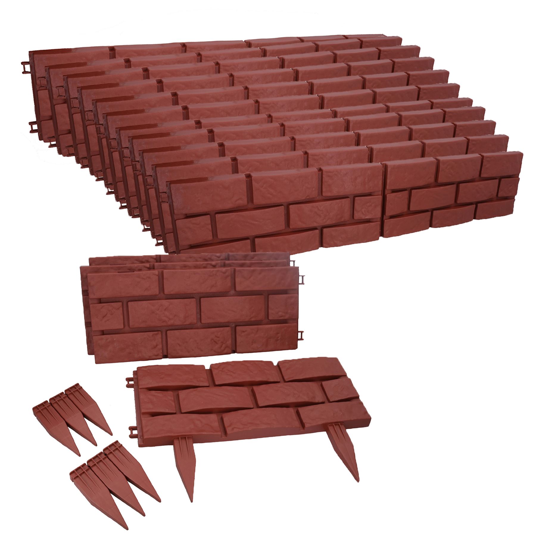 Brick Terracotta Effect Garden Lawn Edging Border Bordering Separator Plastic - Picture 21 of 31