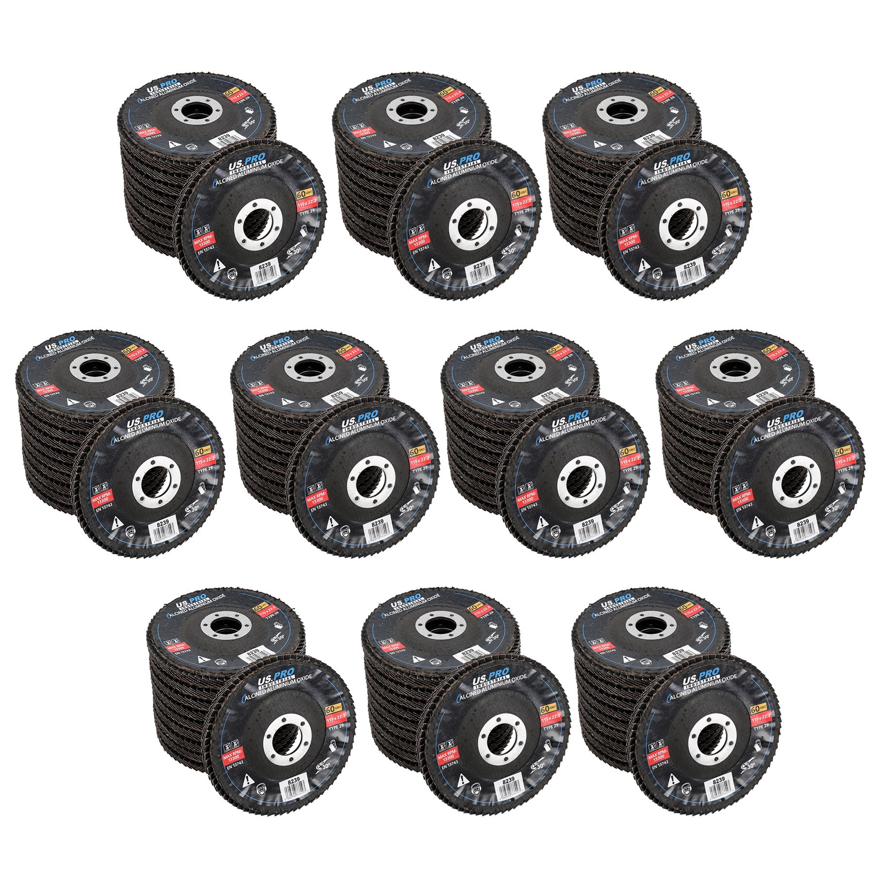 60 Grit Medium Flap Disc Calcined Aluminium Sanding Wheels Discs Type 29 10pk - Picture 8 of 9