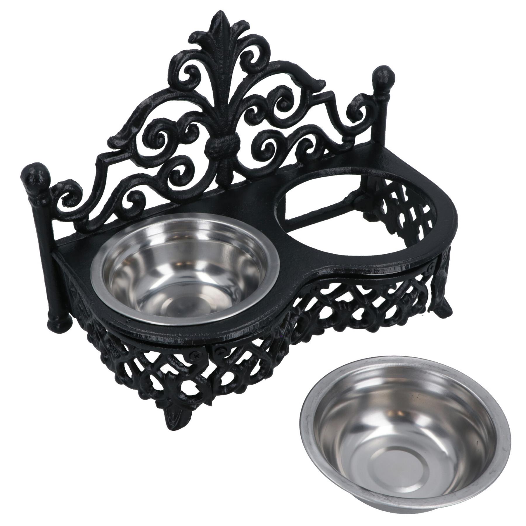 Dog Puppy Cat Feeding Food Bowls Dishes Stainless Steel / Cast Iron Stand - Bild 11 von 19