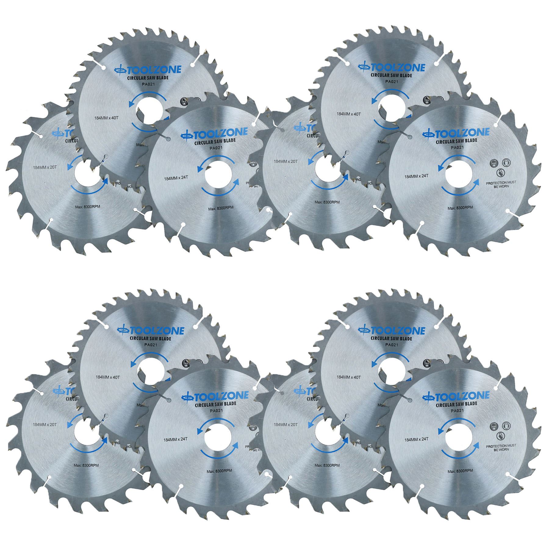 Hojas de sierra circular TCT de 184 mm gruesas - finas 20 24 40 dientes + anillos adaptadores - Imagen 7 de 10