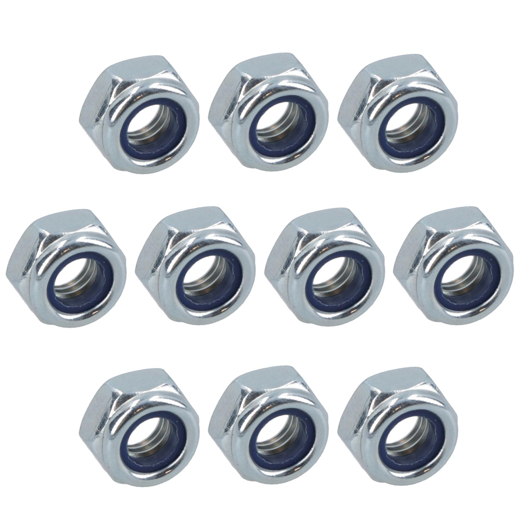 Sujetador de tuercas Nyloc M5 x 0,8 mm tuercas métricas hexagonales grado 8 galvanizado - Imagen 9 de 36