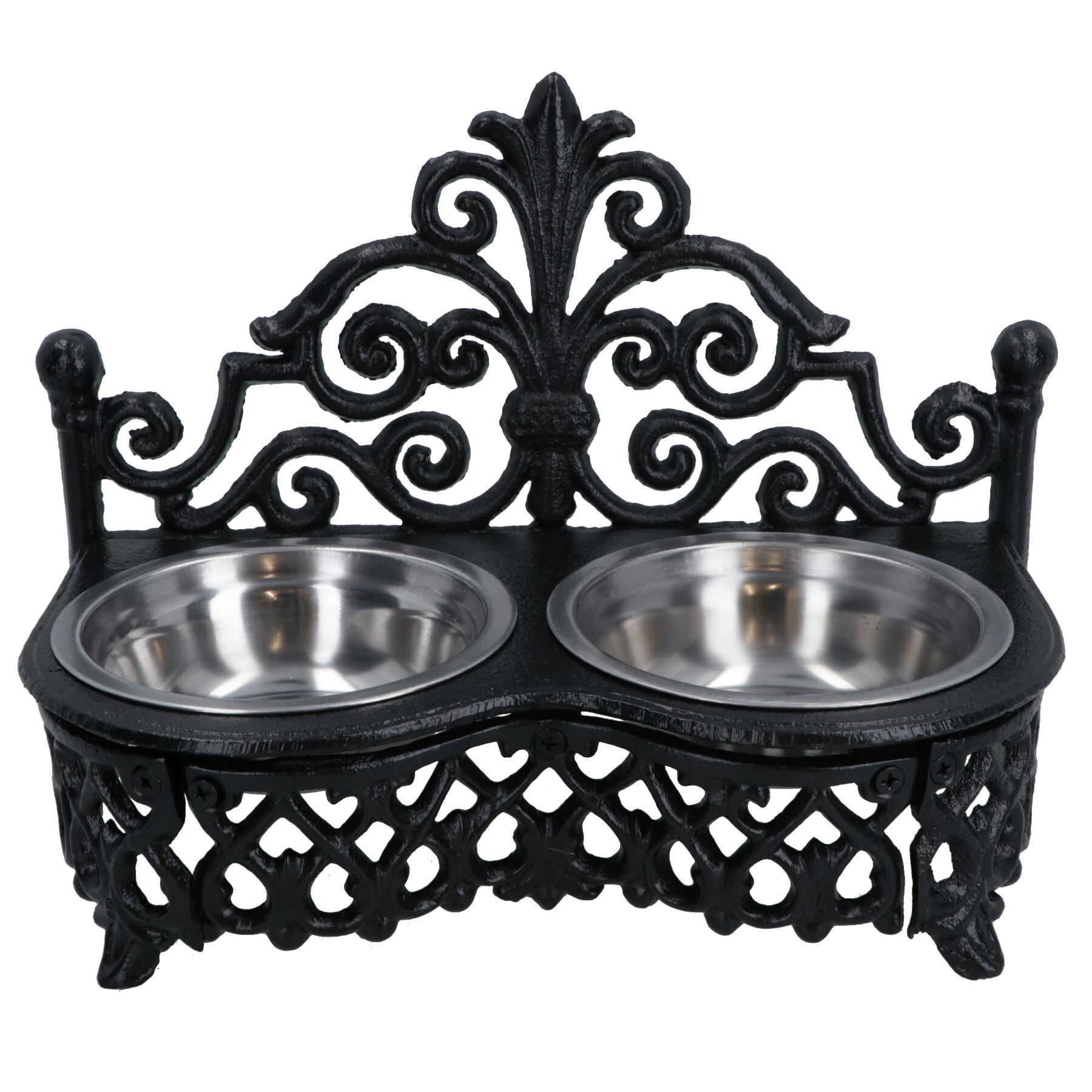 Dog Puppy Cat Feeding Food Bowls Dishes Stainless Steel / Cast Iron Stand - Bild 9 von 19